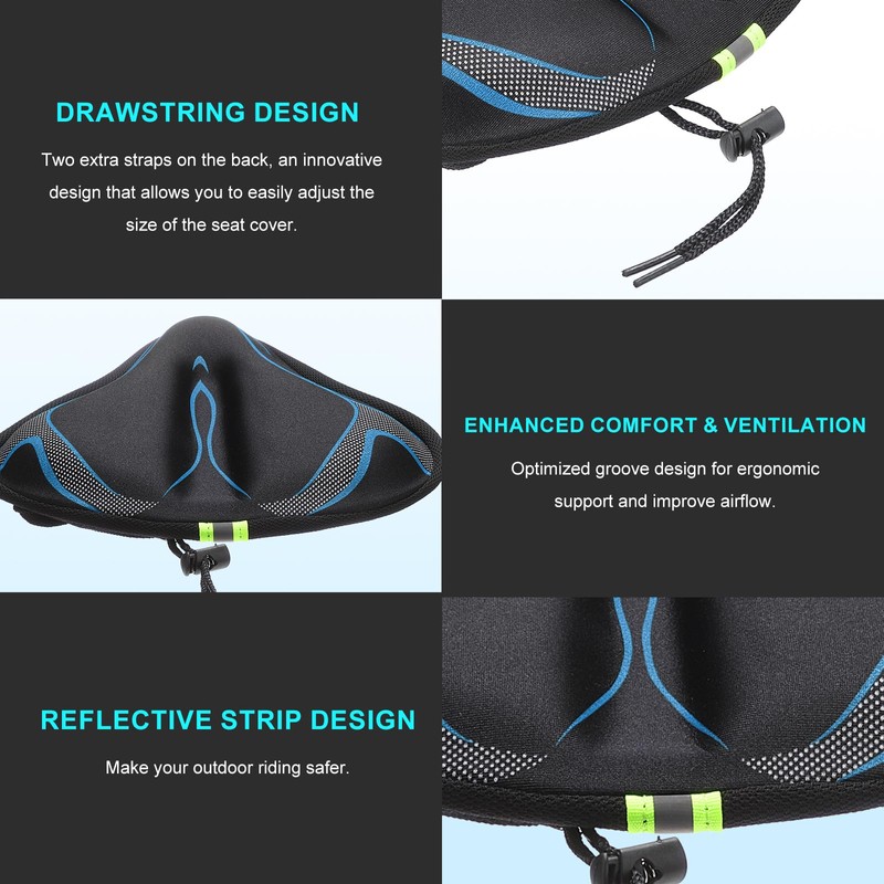 sourcing map Bike Seat Cover Bicycle Saddle Cushion with Large