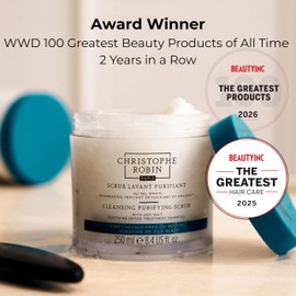 Christophe Robin Purifying Scalp Scrub with Sea Salt – Deep-Cleansing Detox Treatment for Oily Roots & Sensitive Scalps, Removes Build-Up & Soothes Irritation – 250ml