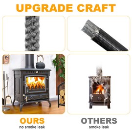 Flintronic Fireplace Seal, Oven Sealing Cord, Fireproof Fibreglass Cord, Fireplace Sealing Tape, Heat Resistant up to 600 °C (Φ: 12 mm, Length 5 m) Door Seal for Many Fireplace, Smoker, Stove Stove