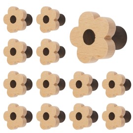 MOROBOR 12pcs Flower Shaped Wooden Knobs Single Hole Beech Wood Handles Cupboard Cabinet Pulls for Chest of Drawers with Screws& Expansion Tube