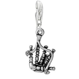 Sexy Sparkles Bagpipes Clip on Pendant Charm for Bracelet or Necklace