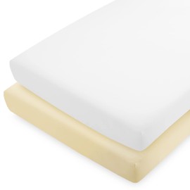 Bare Home 2-Pack Fitted Crib Sheets - Premium 1800 Ultra-Soft Microfiber - Breathable - Baby Sheet - for Boys & Girls - Fits Standard Crib and Toddler Mattresses (Crib, Morning Sun/White)
