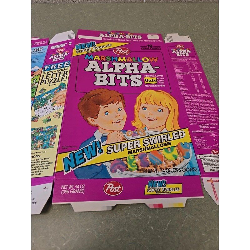 Post 1990's Post Marshmallow Alpha-Bits Cereal Box, Super Swirled ,