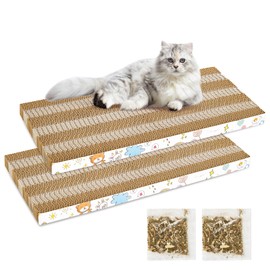 Two Color Splicing Cat Scratching Board, 2 PCS, Cardboard cat scratchers for Indoor Cats, cat Scratcher Cat Scratch Pad, Reversible Large Wide Corrugated with Catnip