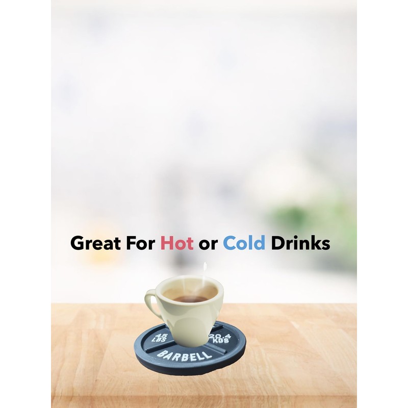 Coasters for Drinks Set of 6 Barbell Plate Weight Drink