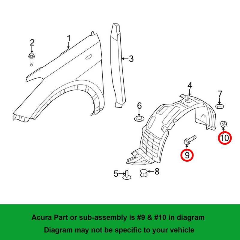 OAUTOO 10sets Wheelhouse Liner Screw & Nut Kit for Hyundai