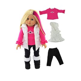 American Fashion World Sparkling Star Puffer Vest Pants Set for 18-Inch Dolls | Premium Quality & Trendy Design | Dolls Clothes | Outfit Fashions for Dolls for Popular Brands