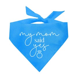 My Mom Said Yes Wedding Engagement Announcement Dog Bandana (Turquoise, XS 383)