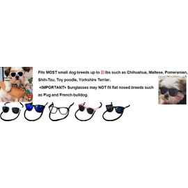 G014 Dog Pet 80s Sunglasses Goggles for Small Dogs up to 15lbs (Black)