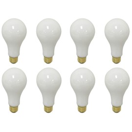 Royal Designs, Inc. 3 Way 100 150 250 Watts Incandescent A19 Light Bulb, E26 Medium Brass Base, Soft White, Set of 8, LB-1006-8