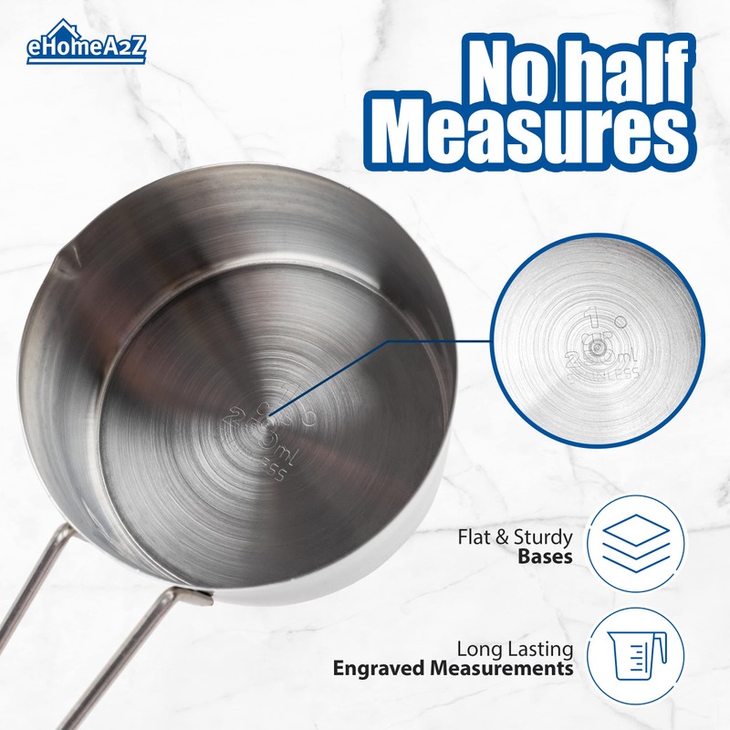EHOMEA2Z Stainless Steel Measuring Cups Set 4Pc Metal Culinary Couture