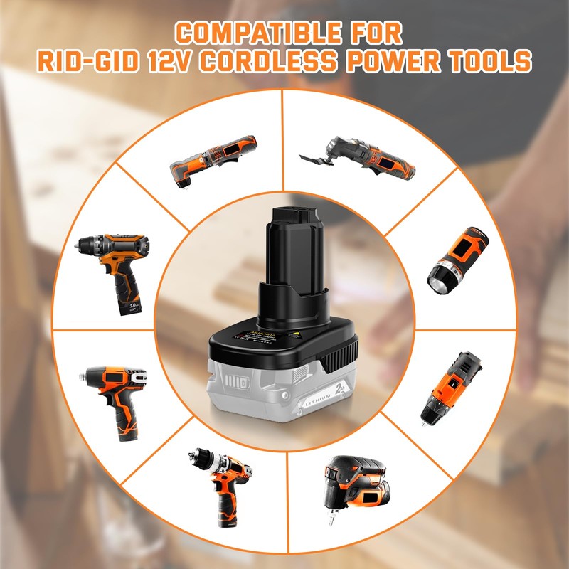NUOGEDZ for Ridgid 18v to 12v Battery Adapter, for Rid