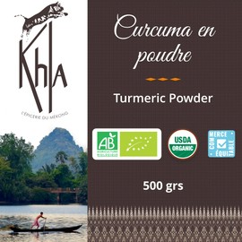 Khla - Organic Turmeric Powder - Bag 500 g - Ground Turmeric Root from Vietnam - Ingredients Cooking & Baking - Meat, Fish, Curries, Exotic Dishes - Asian Spices