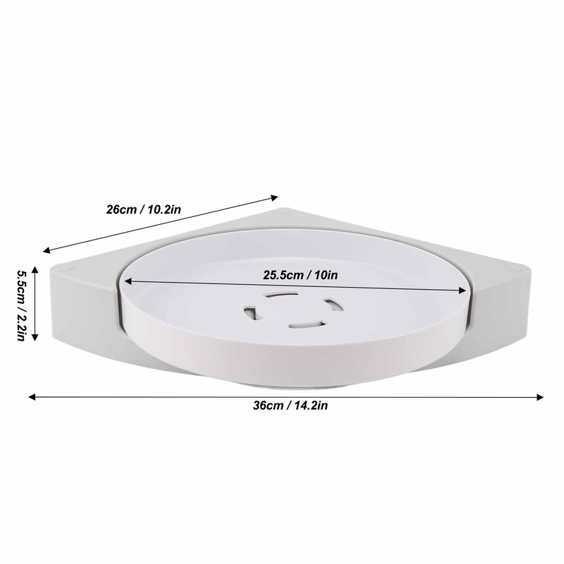 Shower Caddy Corner Rotate Wall Mount Easy Install Modern Plastic