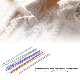 01 02 015, 55 Pieces Coloured Straight Double Pointed Metal Knitting Needle Set in Various Sizes, 2.5 mm to 6.0 mm, Portable Knitting Set for Beginners, Mothers, Children, Girls, Experienced Knitters