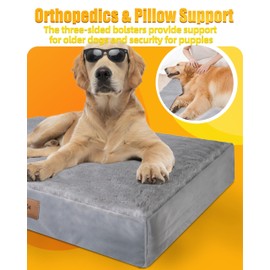 Sytopia 42 Inch Orthopedic Dog Bed for Large Dogs, Chew Proof Extra Large Pet Bed, Washable Waterproof Removable Cover, Anti-Slip Bottom, Durable Crate Mattress for Indoor Outdoor, XL