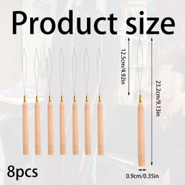8PCS Hair Loop Pull Through Tool Lightweight and Flexible Micro Loop Nano Beads Device Hair Extension Threader Non Slip Hair Extension Tools for Wig Extensions and Braid Decoration