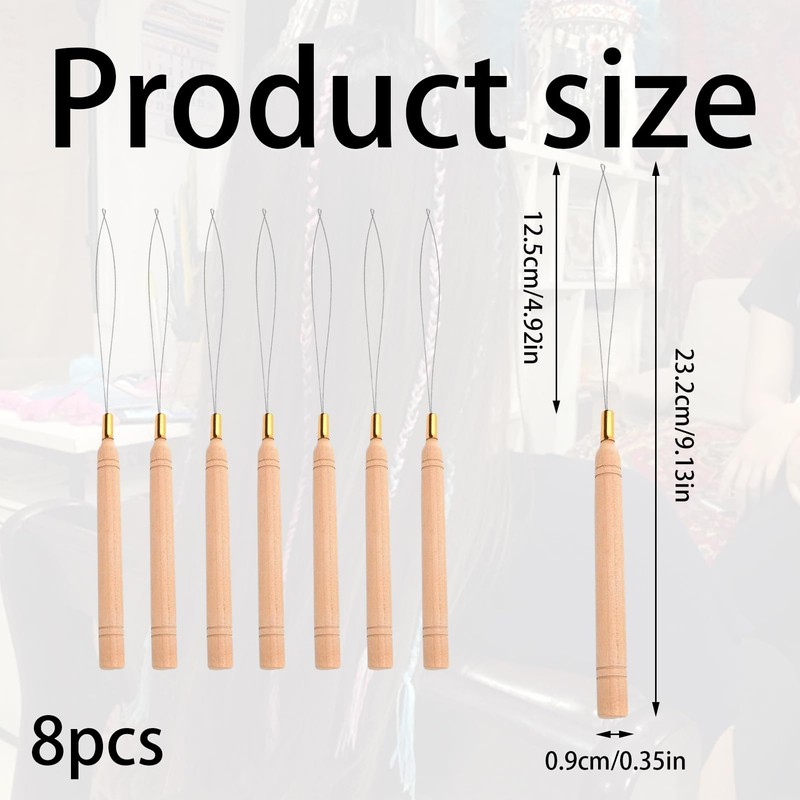 8PCS Hair Loop Pull Through Tool Lightweight and Flexible Micro