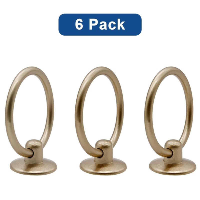 Luomorgo 6 Pcs Champagne Gold Ring Pull Handle Knobs, Modern
