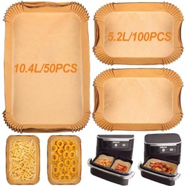 150 Stück Backpapier für Heißluftfritteuse Ninja AF500EU AF500EUCP Cecotec 9000, 100PCS Rechteckig Airfryer Zubehör Pergamentpapier für 5.2L 50PCS für 10.4L&10L Verschiedene Zwei Größen Luftfritteusen