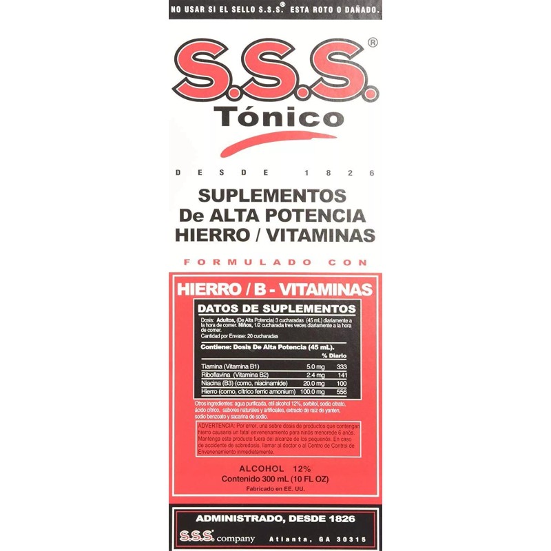 S.S.S. Tonic SSS Tonic High Potency Iron & B Vitamin