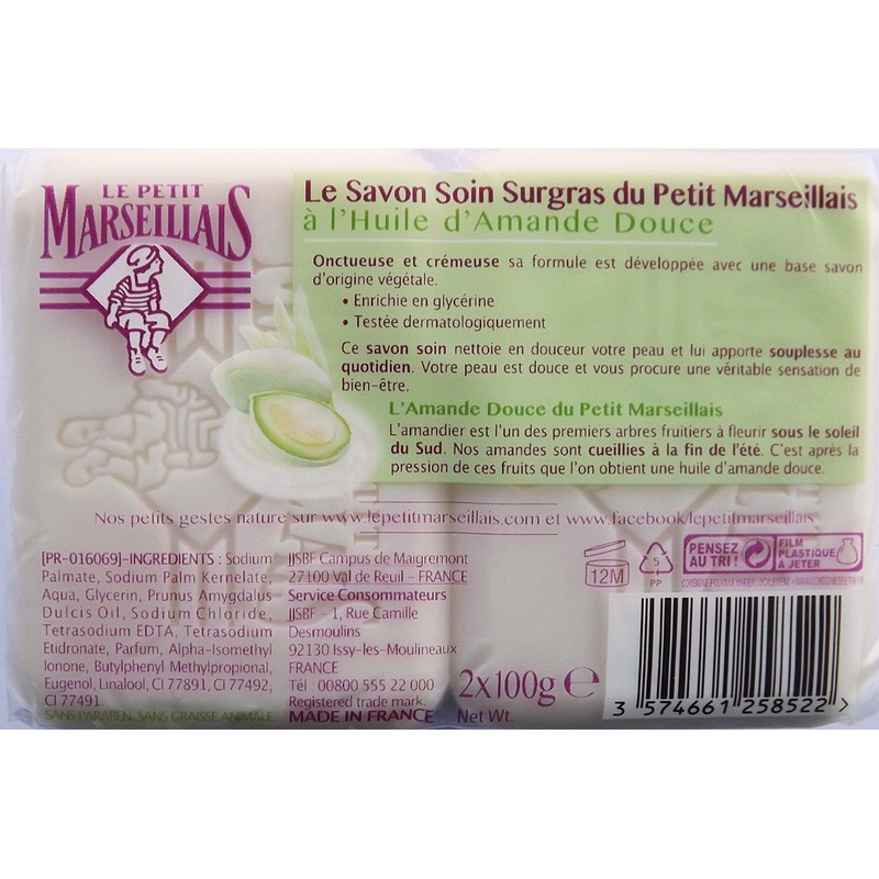 Le Petit Marseillais Vegetable Soap with Sweet Almond oil (2x100g),