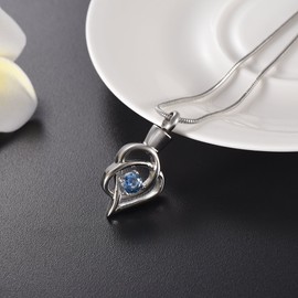 Infinity Crystal Cremation Jewelry for Ashes Pendant Holder Heart Urns for Pet/Human Memorial Ash Necklace for Women - Free Fill Kits (Blue-1)