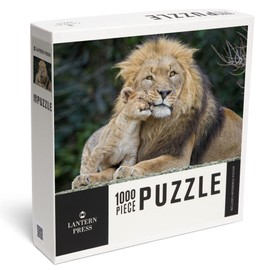 Lantern Press 1000 Piece Jigsaw Puzzle, Lion and Cub Cuddle