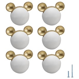 Evionlin 6 pcs White Mouse Cute Cartoon Ceramic Cabinet Handles Kitchen knobs Door Pull Drawer Pulls for Kitchen Wardrobe Children's Room