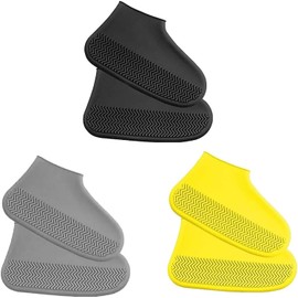 Slzhds 3 Par Cubre Zapatos Impermeable para Lluvia de Silicona, Funda Impermeable para Zapatos para Hombre y Mujer, Cubierta para Calzado de Viaje Plegable Reutilizable, Funda para Lluvia (S)