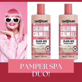 Soap & Glory Bubble Bath x 2 x 500g Bundle with Rainbow Gifts Soft Sponge
