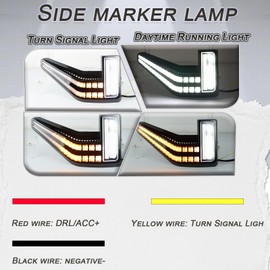 GEEGEETOP Led Fender Side Marker Lights Assembly, 2 Pcs Amber Front Fender Lamp Kit for Ford F150 for F-150 2021-2025 Pickup,Function as Amber Sequential Turn Signal Light & Daytime Running Light