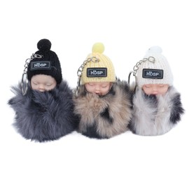 VGEBY Baby Doll Keychains, 12 Pieces Baby Pompom Keychains, Sleeping Baby Pendant Keychain, Cute Emulation Doll Keychain(NR.892-19) Dolls & Plush Toys