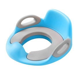 HENGMEI Töpfchentrainer Toilettensitz WC-Sitz Kinder Toilettentrainer Töpfchen Training Sitze Anti-Rutsch PU Gepolstert Kissen mit Griff und Spritzschutz, Blau