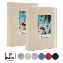 Vienrose Small Photo Albums 6x4 Photos, 2 Pack Linen Cover Mini Photo Book, 26-Page Holds 52 Pictures, Artwork or Postcards Storage