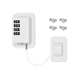 RICH Fridge Code Lock, Window Door Restrictor, Child Safety Cabinet Locks with Password Refrigerator Lock, Stick Cable Window Locks for Door, Drawer, Fridge, Freezer, Windows(White)