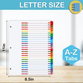 Alphabet Binder Dividers for 3 Ring Binder, COIDEA A-Z Dividers for 3 Ring Binder, Multicolor A-Z Binder Dividers with Customizable Table of Contents Page, ABC Alphabet Tabs for School Office