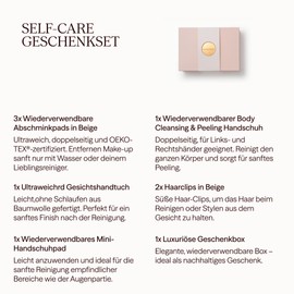 Waschies 8-Piece "Self Care" Gift Set for Women - Gift Box with Make-Up Pads, Mini Wash Mitt and More - Gentle Cleaning - Washable, Reusable & Sustainable - All Skin Types