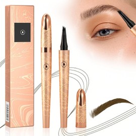 Lápiz para Cejas (2024 Nuevo),2PCS Lápiz de Cejas Microcuchilla,Lápiz para Cejas Impermeable 3D, Lápiz de Cejas Preciso de 4 Puntas, Trazo Fino Natural de Larga Duración