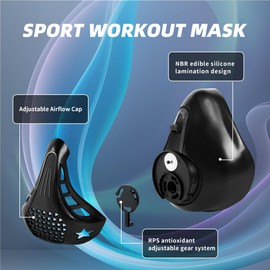 High Altitude Mask，Workout Training Mask- Suitable for Gym，Cardio, Fitness，Running, Endurance and HIIT Training (Black)