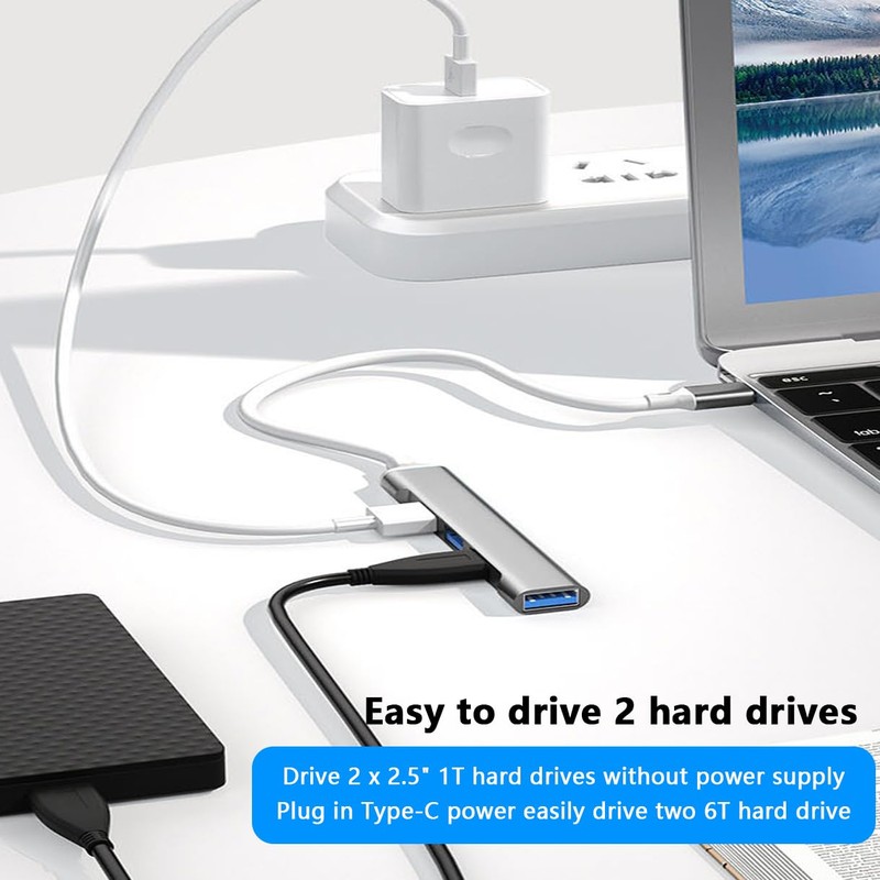 Wowssyo USB Hub USB 3.0 Splitter 4-in-1 USB Adapter USB