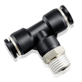 Tailonz Pneumatic Male Branch Tee 1/2 Inch Tube OD x 1/2 Inch NPT Thread Push to Connect Fittings PT-1/2-N4 (Pack of 10)