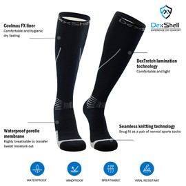 Dexshell Socks DS635GRY Compression Mudder Black+Gray S (8.7 - 9.4 inches)