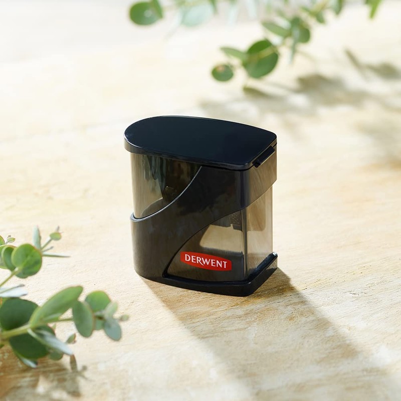 Derwent Double Hole Pencil Sharpener with Container, Manual Colour Pencil