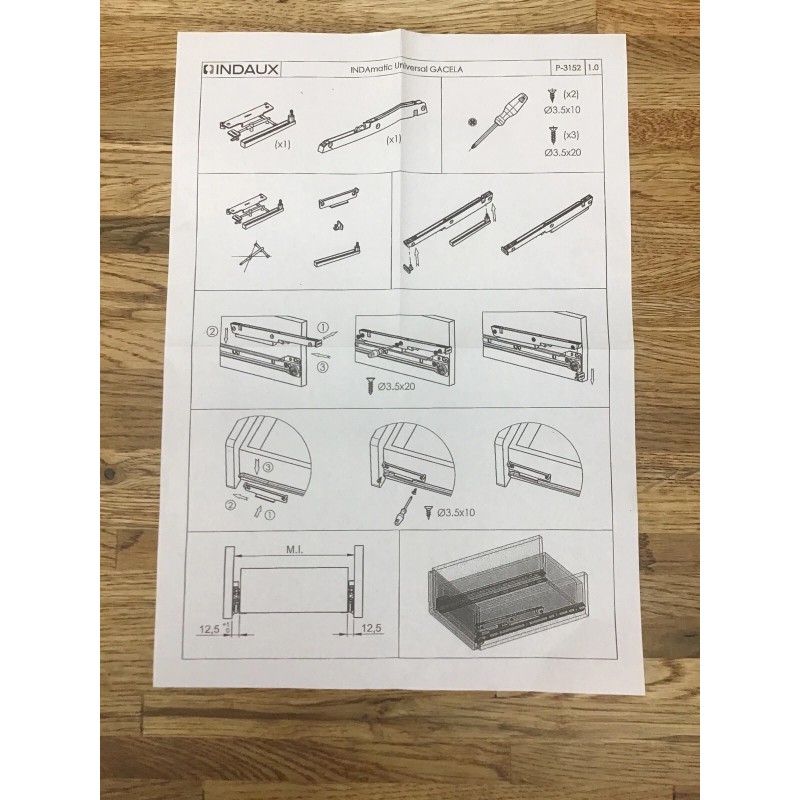 INDAmatic (1) Pair Indaux Indamatic Universal Soft Close Drawer Slide