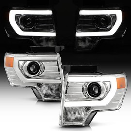 ACANII - For 2009 2010 2011 2012 2013 2014 Ford F150 LED Tube Projector Headlights Driver + Passenger Side