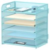 DRQ 6-Tier Paper Letter Tray Organizer with Handle, Mesh Desk