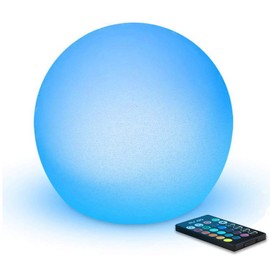MR.GO 15 cm Light Ball LED Ball Lamp, Charger Bedside Lamp with Remote Control & 16 Colours Dimmable, Colour Changing, Waterproof, White