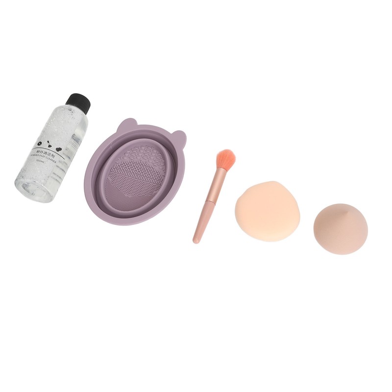 5pcs Makeup Brush Cleaning Solution Bowl Kit Residue Removal Powder