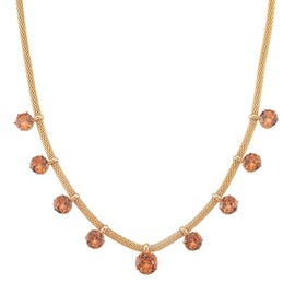 Shop LC Champagne Crystal Charm Necklace in Goldtone 20-22 Inches